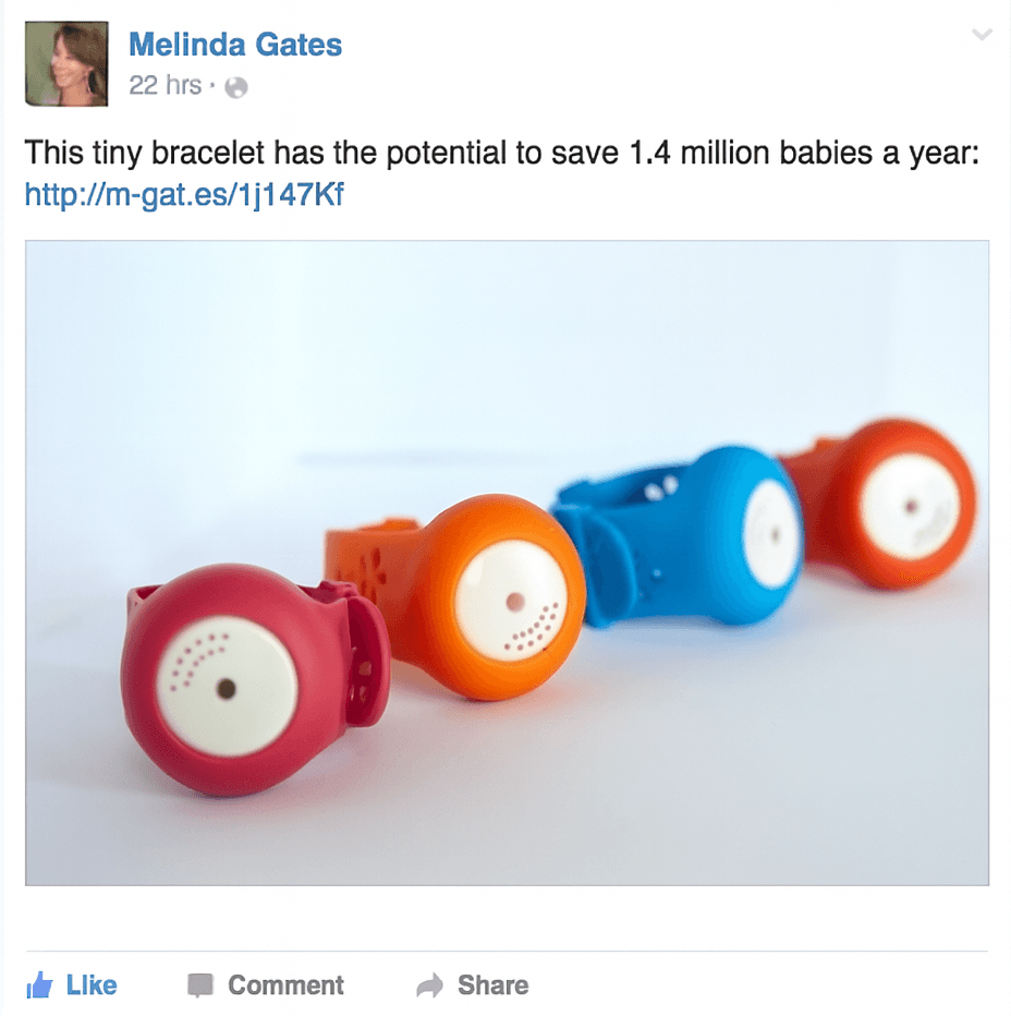 Melinda Gates social post: 'This tiny bracelet has the potential to save 1.4 million babies a year'